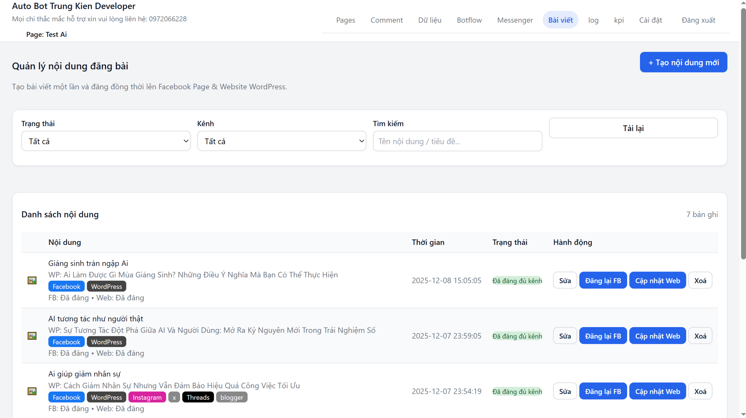 Giới thiệu hệ thống AI BOT – Nền tảng tự động hoá chăm sóc khách hàng & vận hành bán hàng
